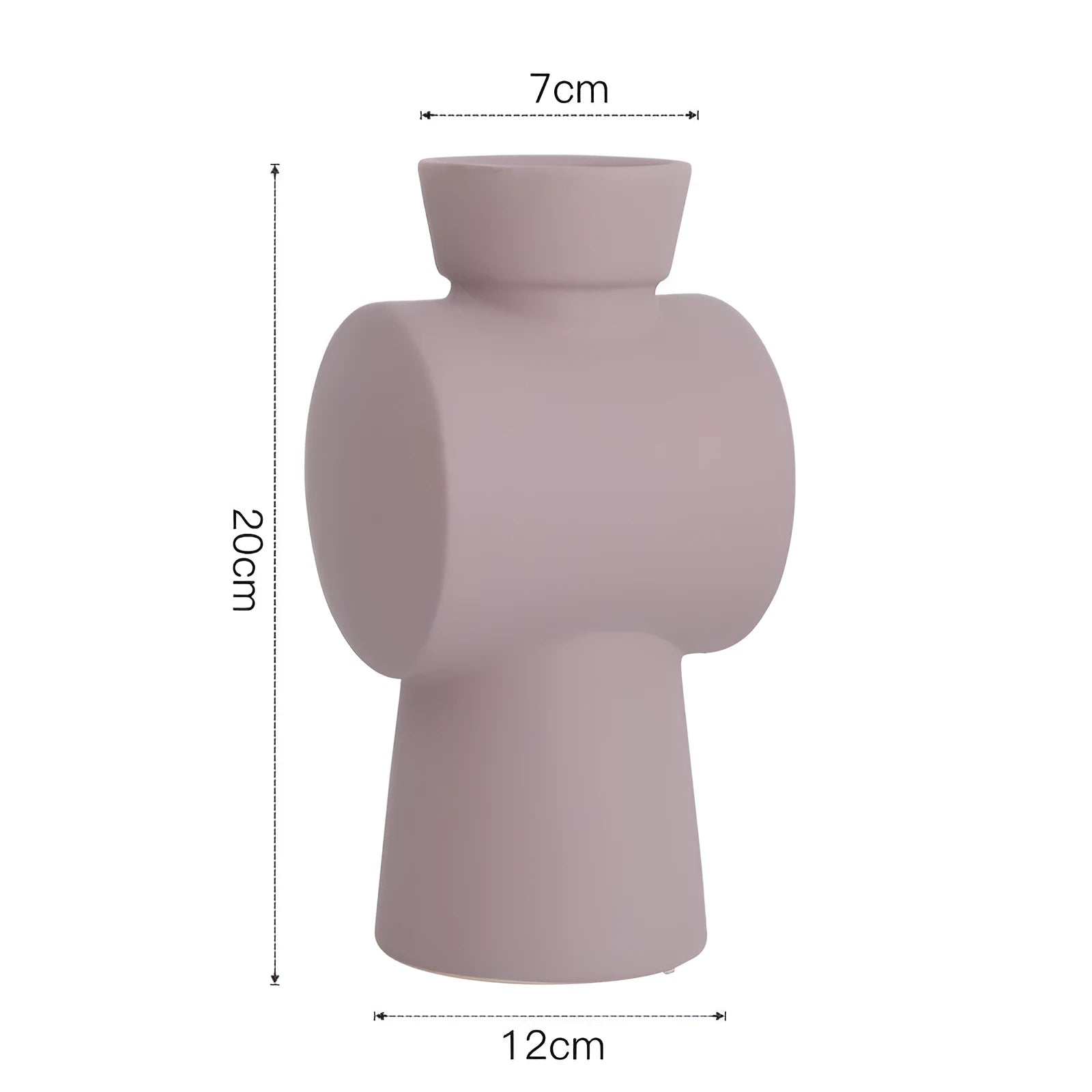 Nordic style hammered ceramic vase in Morandi beige, brown, or purple glaze on a cabinet.