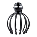 Black rechargeable vibration head massager with 12 claws for scalp relaxation, 188x145x145mm