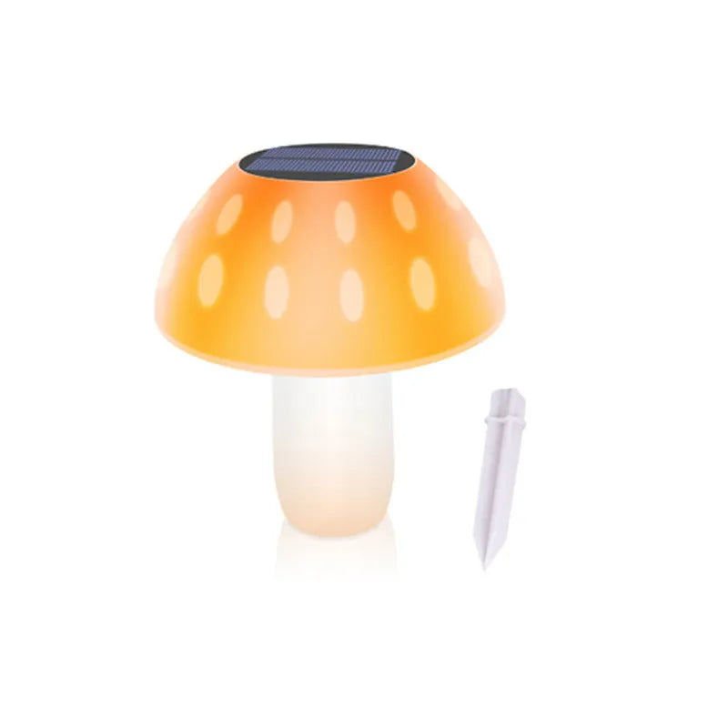 Solar mushroom ground plug lights for garden landscape illumination