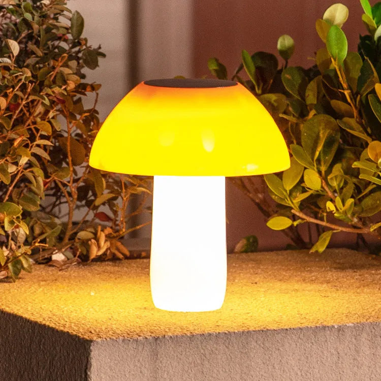 Solar mushroom ground plug lights for garden landscape illumination