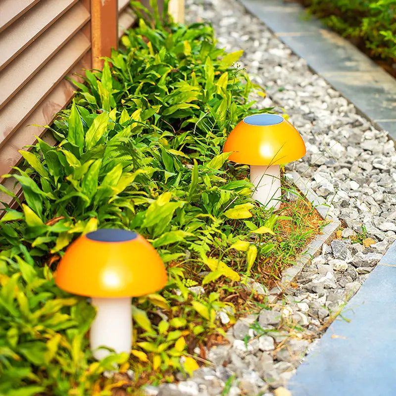 Solar mushroom ground plug lights for garden landscape illumination