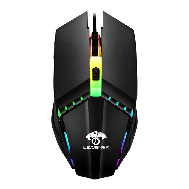 USB wired gaming mouse with RGB, 7 keys, 4000dpi, ergonomic design, 1.5m cable, in black or pink.