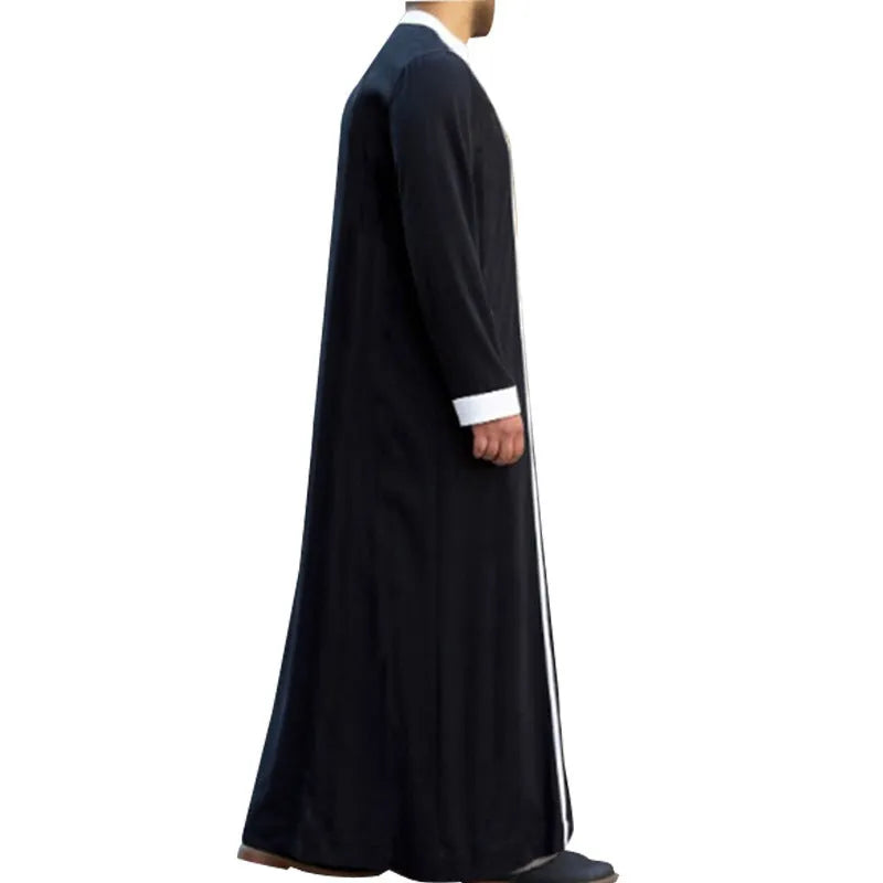 Full-length Muslim costume robe in black with long sleeves, ankle-length cut, and modest coverage