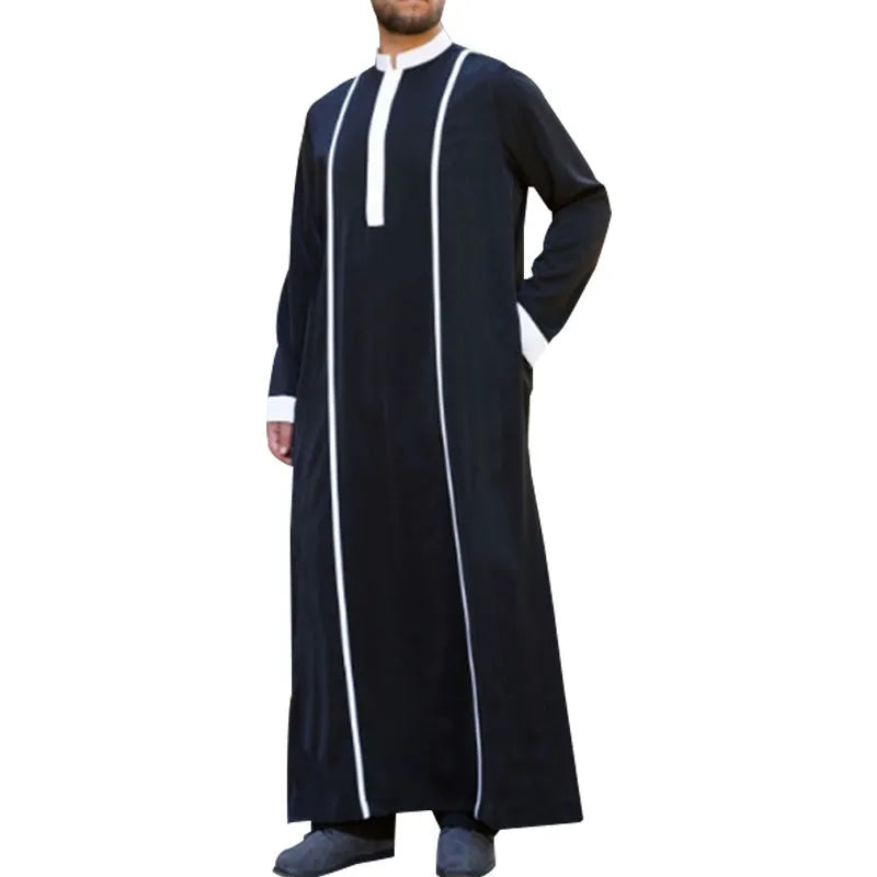 Full-length Muslim costume robe in black with long sleeves, ankle-length cut, and modest coverage