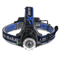 Black aluminum alloy LED sensor headlight with USB fast charge and hand pressure power generation, included batteries and cable.