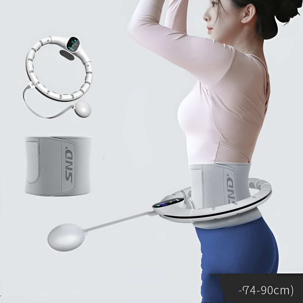 White smart hoop with detachable joints and sweat belt on floor