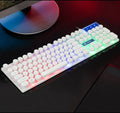 Limei Tx30 retro punk wired USB keyboard with rainbow backlight and round key caps on a desk
