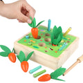 Wooden pull carrot puzzle game children's early education toy with wooden blocks in a colour box, 1 set