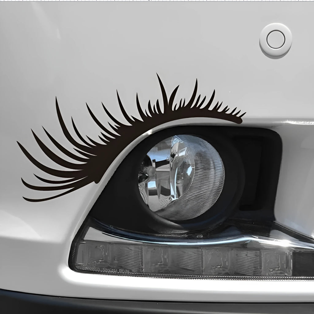 Motorcycle headlight eyebrow stickers, 25cm x 11cm PET pair, black or white, style A278