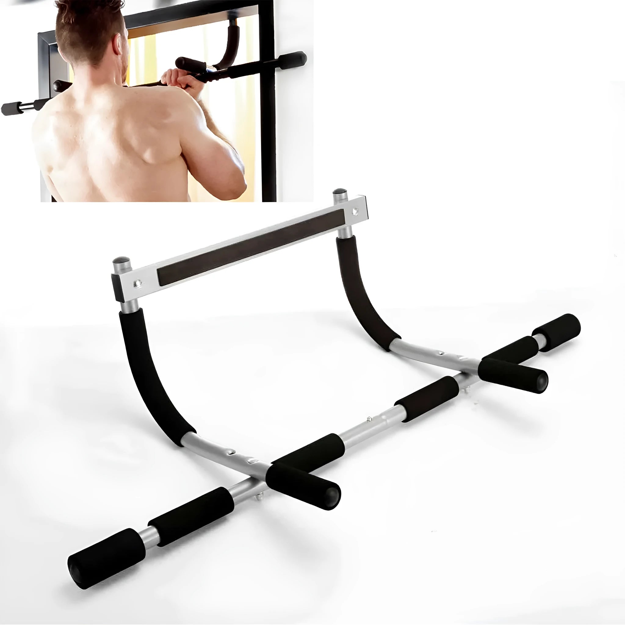 Black steel pipe indoor pull-up bar fitness equipment with tension bar