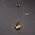 Single head glass chandelier with iron body and adjustable height, transparent glass shade