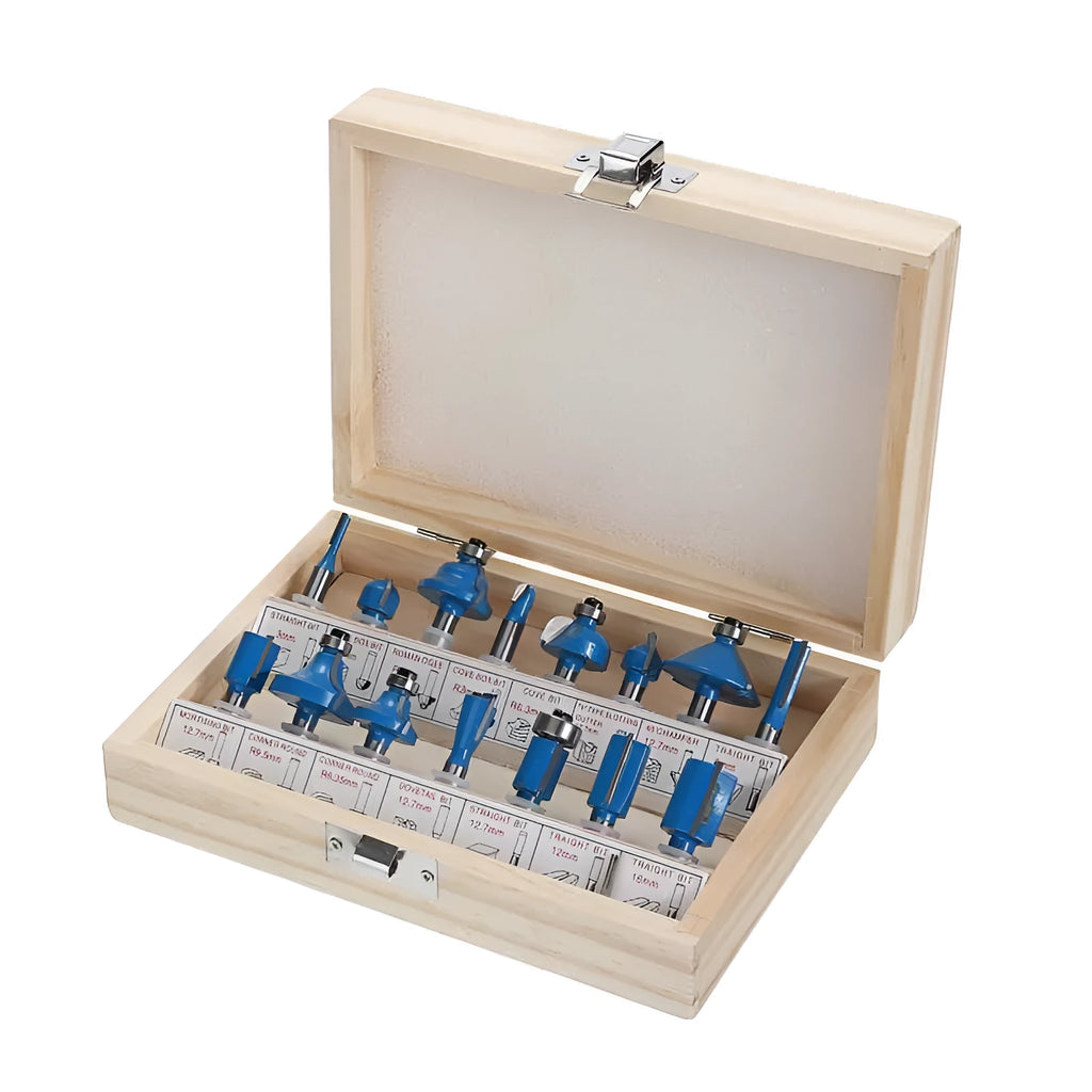 5-piece woodworking milling cutter set for trimming machines with coloured handles