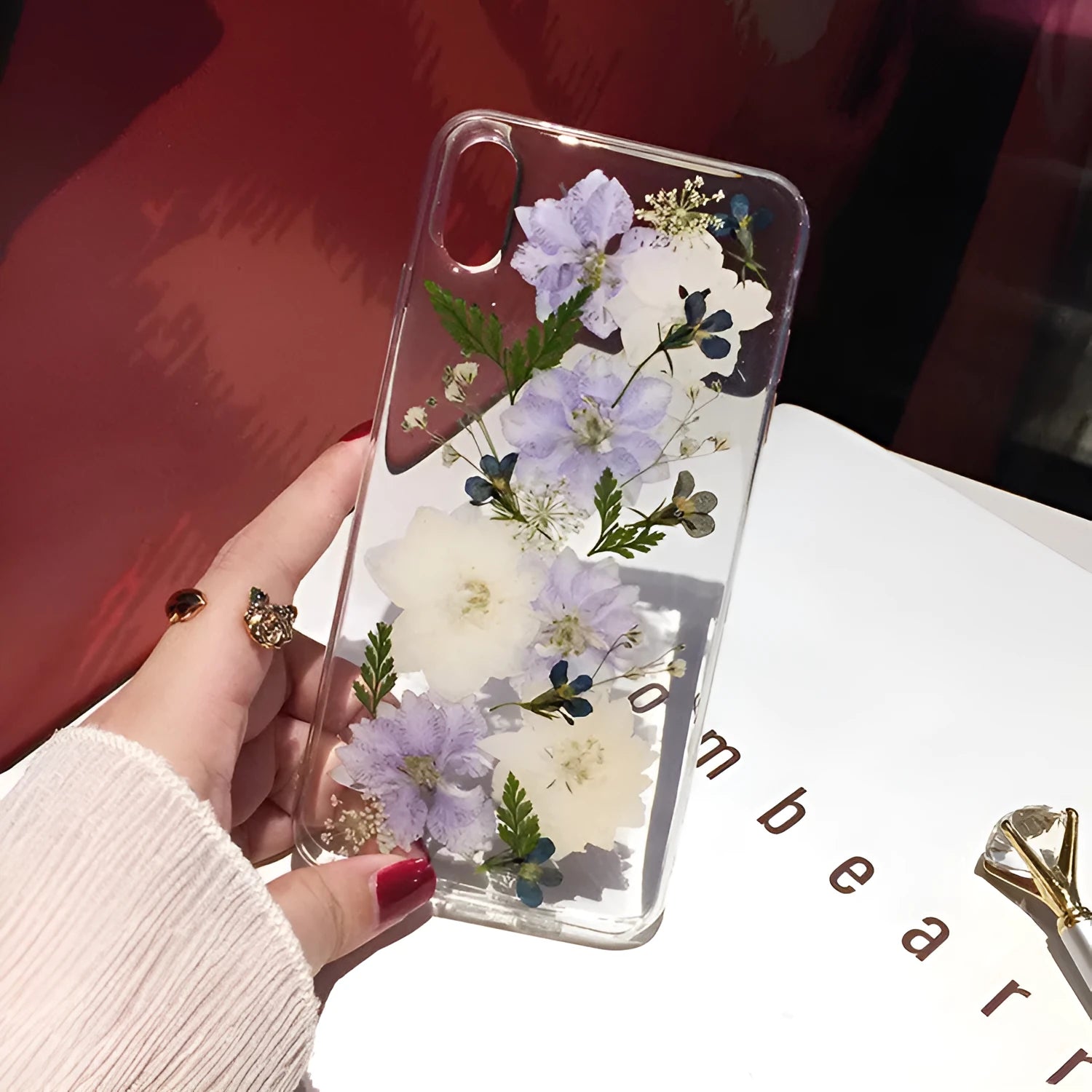 Soft blue and purple dried flower basket design TPU case for iPhone mobile phones