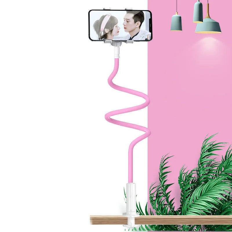 Blue adjustable mobile phone holder with memory alloy hose for bedside use