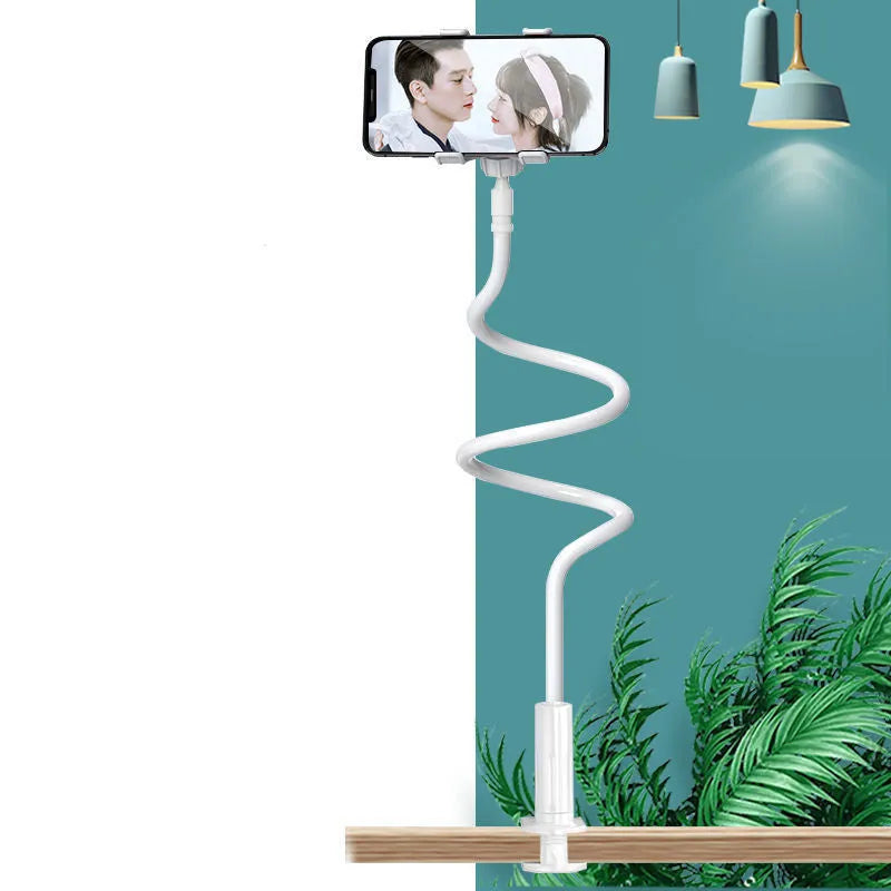 Blue adjustable mobile phone holder with memory alloy hose for bedside use