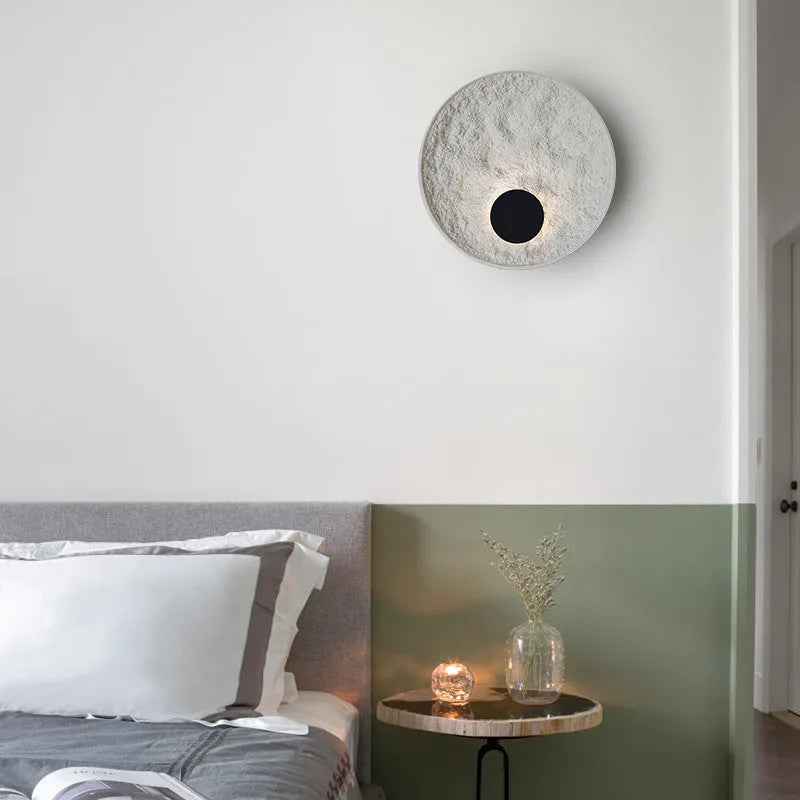 White iron bedside wall lamp in modern digital shape design