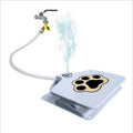 White automatic pet water fountain with iron frame and PVC hose for cats and dogs