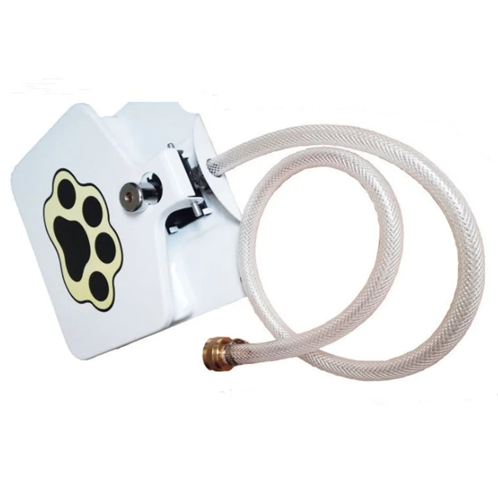 White automatic pet water fountain with iron frame and PVC hose for cats and dogs