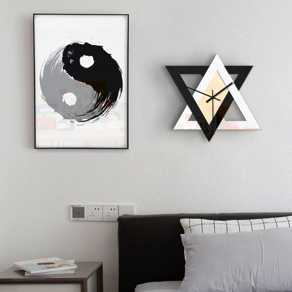 Nordic black and white acrylic wall clock with round dial for living room