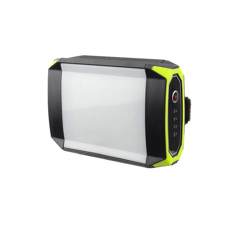 Green aluminium rechargeable camping light with LED array and USB port