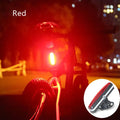 USB rechargeable bicycle COB tail light with red white and blue modes mounted on bike seat post