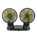 Black ABS car USB dual-head fan for air outlet with 140cm cable and three-speed control