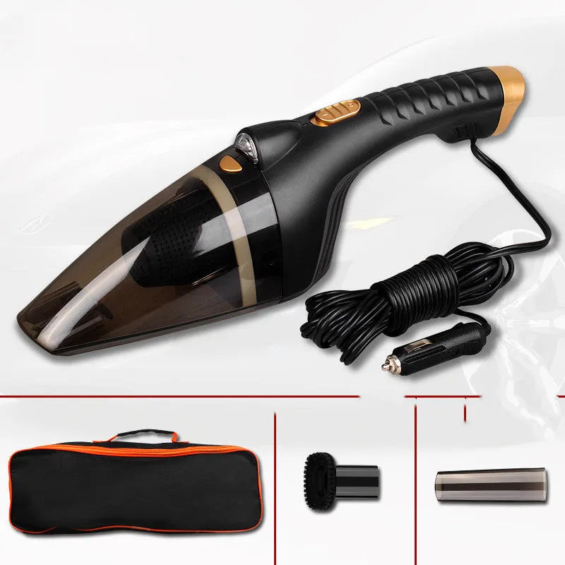 Black 12V car vacuum cleaner with wet and dry capability