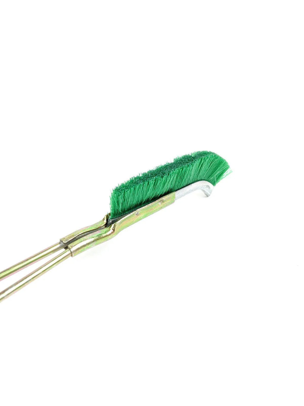 Green nylon bristle elbow wire brush with metal handle for rust removal
