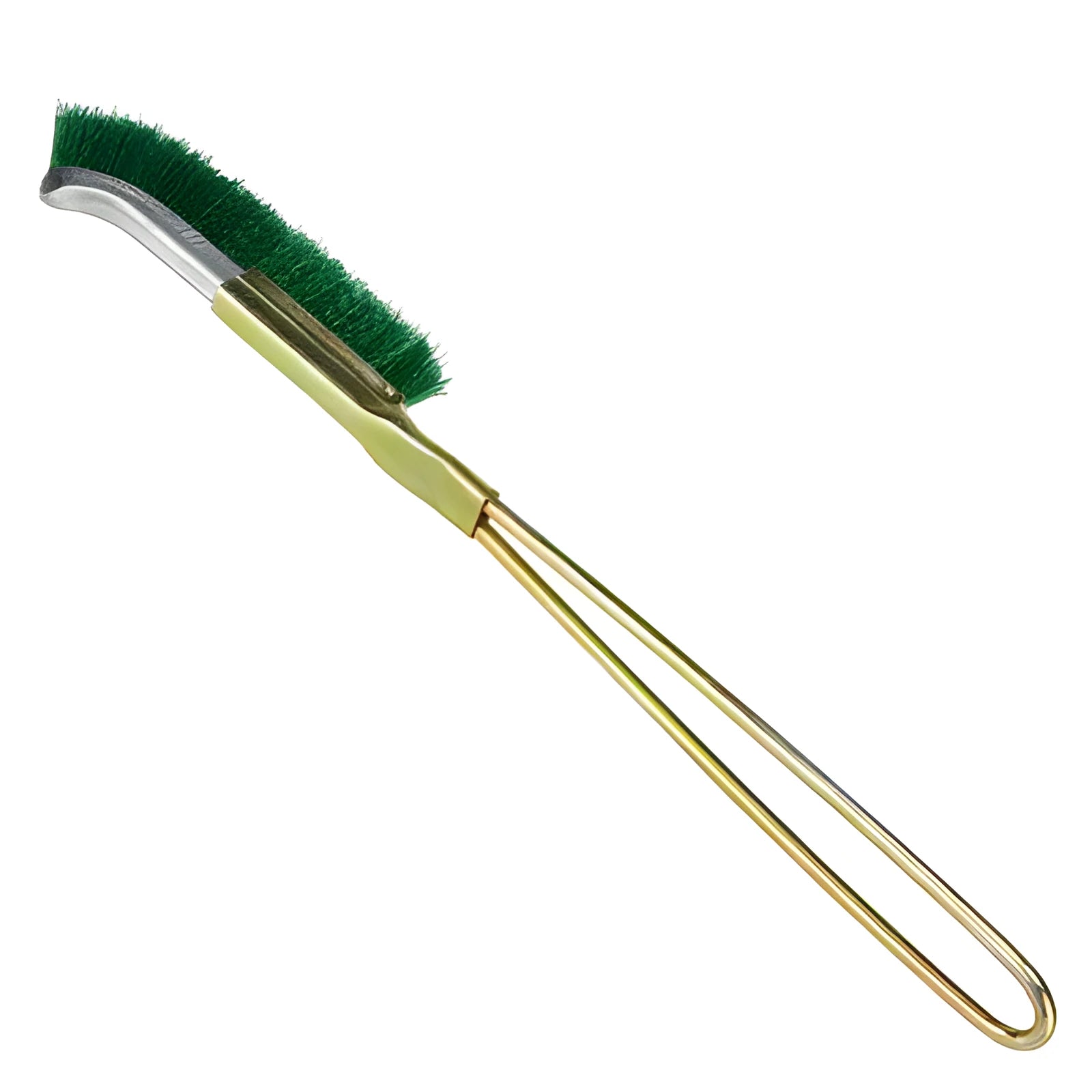 Green nylon bristle elbow wire brush with metal handle for rust removal