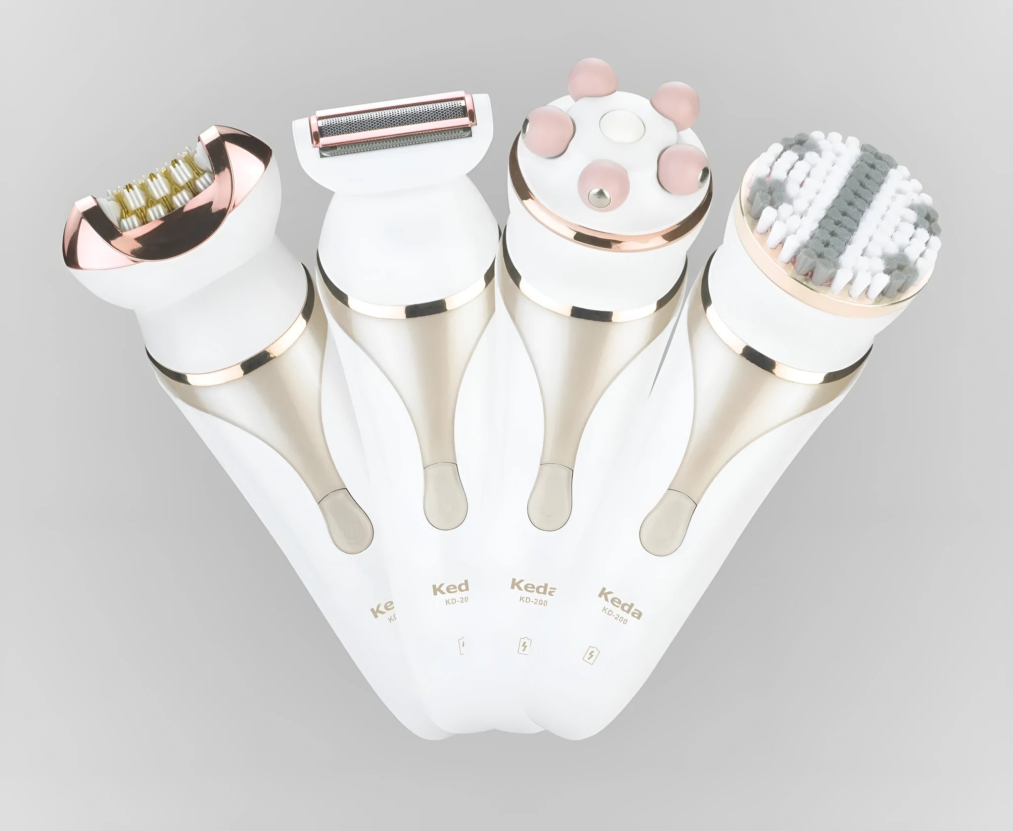 Electric hair remover with plucking head, rechargeable, washable body, Four in One colour