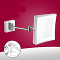 Stainless steel folding makeup mirror with 8.5 inch silver lens in black, gold, nickel, or silver finish