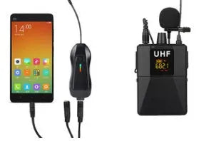 Black Little Bee X3 wireless lavalier lapel microphone with its magnetic charging case.