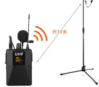 Black Little Bee X3 wireless lavalier lapel microphone with its magnetic charging case.