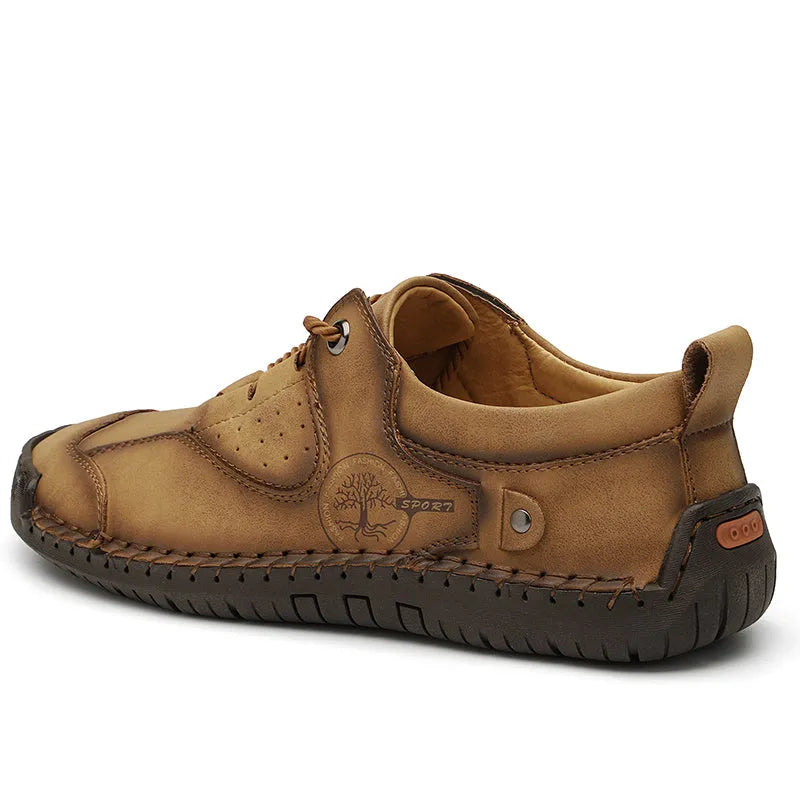 Men's casual leather shoes with round toe and microfiber upper in three colour options