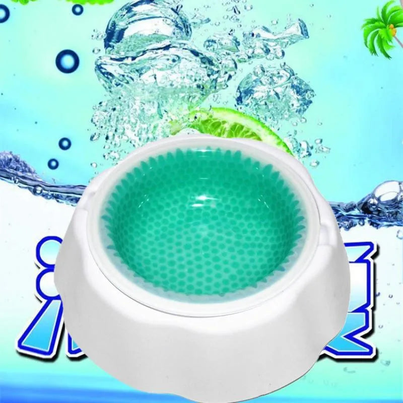 Blue PP plastic condensed pearl ice pet bowl for dogs and cats with textured surface