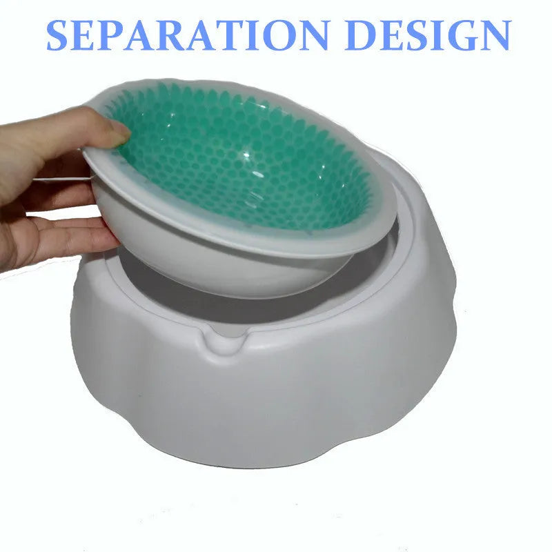 Blue PP plastic condensed pearl ice pet bowl for dogs and cats with textured surface