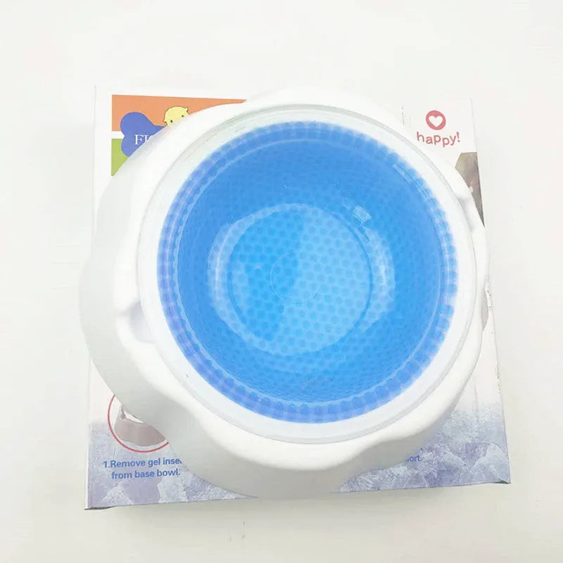 Blue PP plastic condensed pearl ice pet bowl for dogs and cats with textured surface