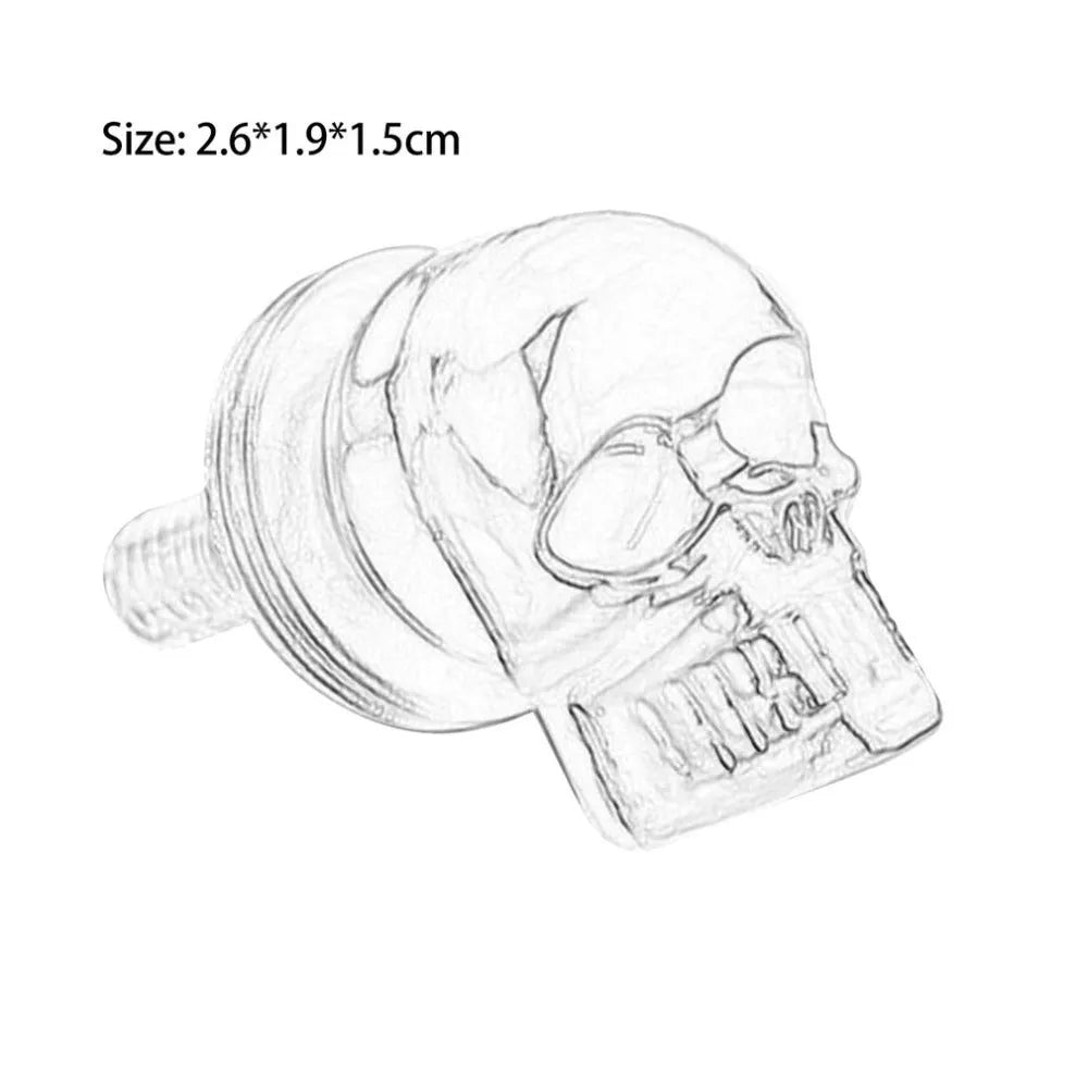 Pair of silver metal skull decorative bolts for motorcycle licence plate