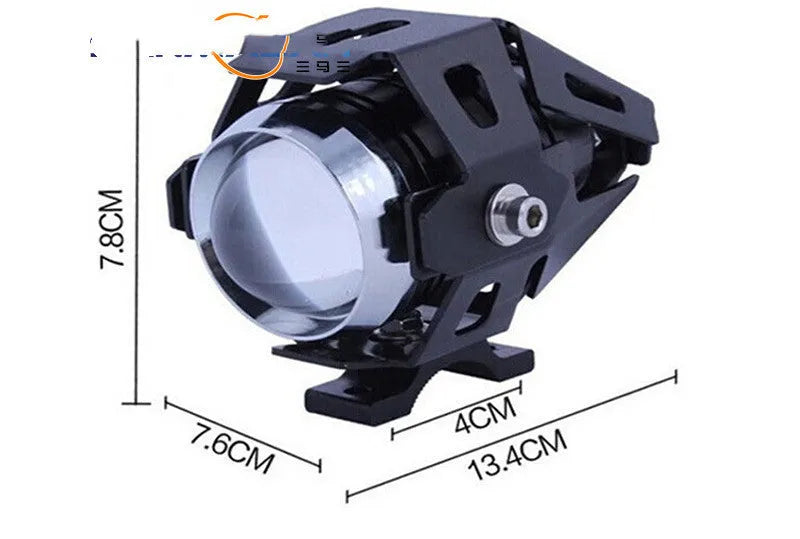 U5 30W waterproof LED motorcycle auxiliary lamp with anti fog design, shown in black or silver shell