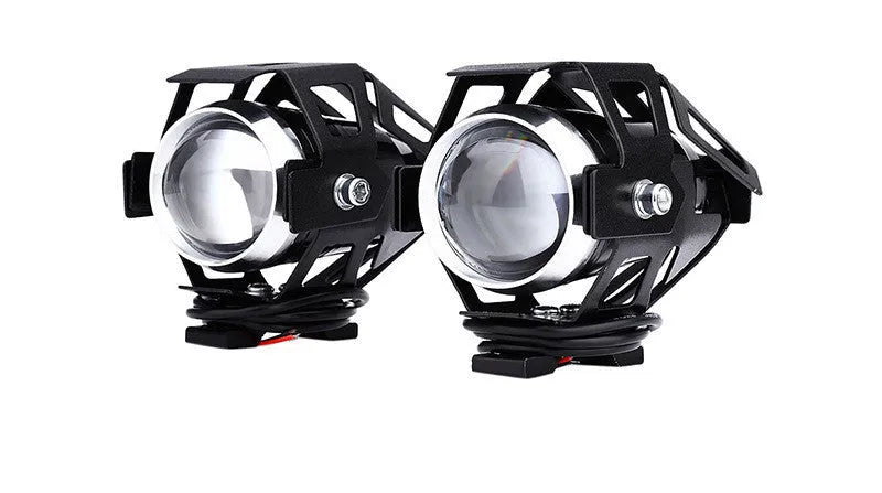 U5 30W waterproof LED motorcycle auxiliary lamp with anti fog design, shown in black or silver shell