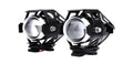 U5 30W waterproof LED motorcycle auxiliary lamp with anti fog design, shown in black or silver shell