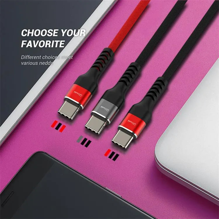 USB A to Type-C fast charge data cable for Android phones in black or red colours