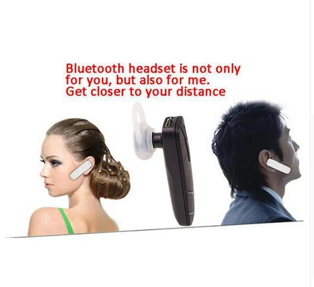 Black and white wireless Bluetooth V4.1 earphones with 10-metre range showing call and music functions