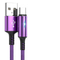 Black, red, and purple USB data cables for Apple iPhone and Android phones in different lengths