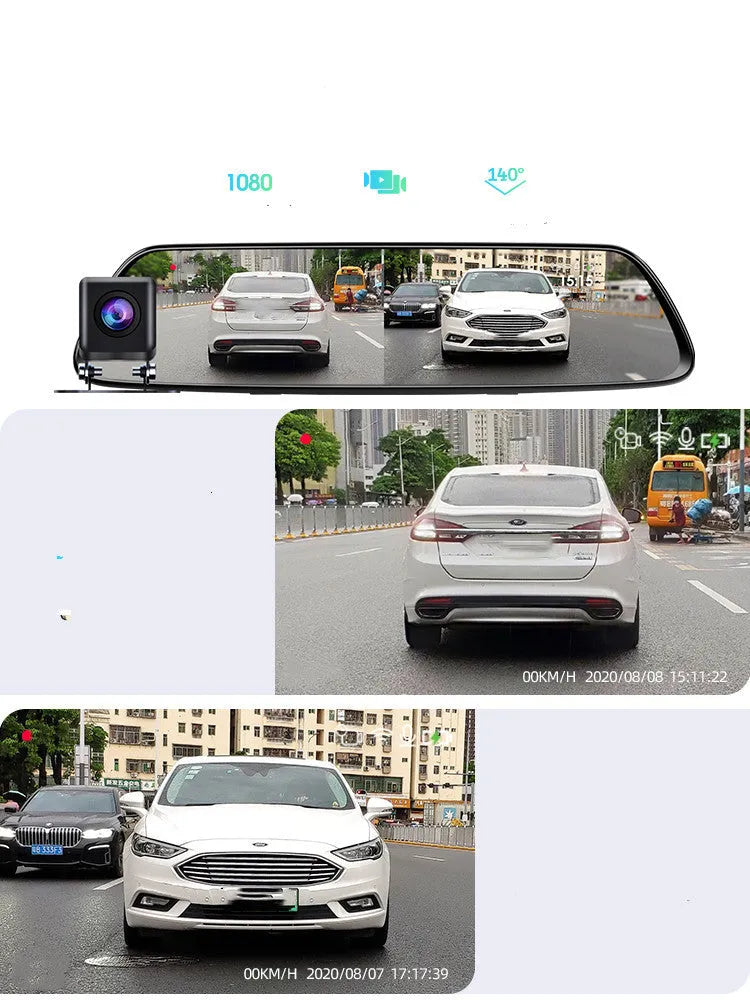 Black 360 driving recorder with wireless installation for car windscreen mounting