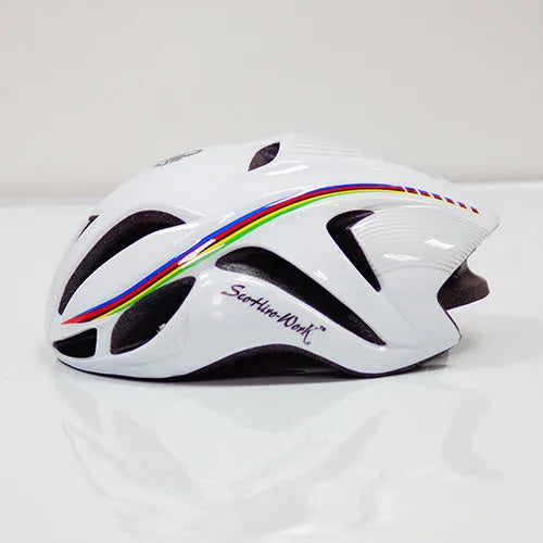 Scorpio black cycling helmet with PC and EPS construction on a white background