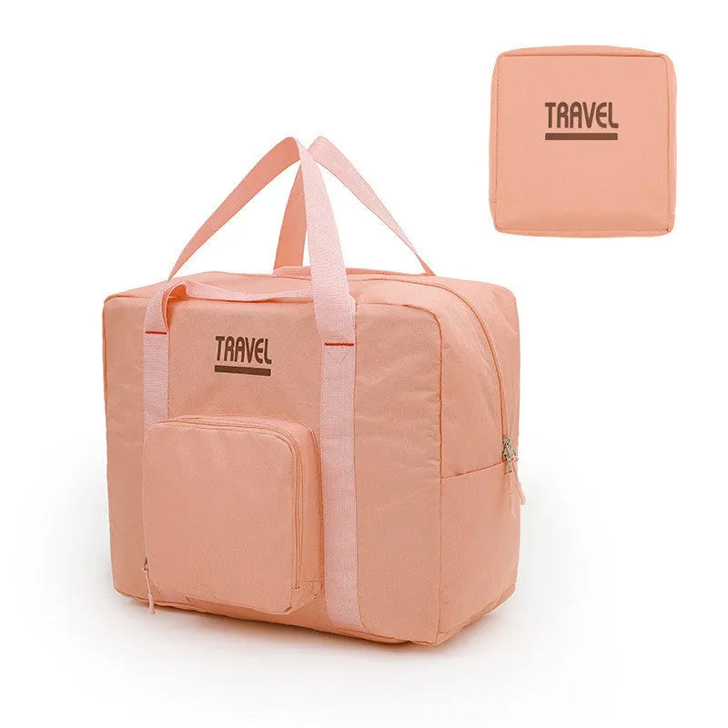 Black sealable cube travel bag made from Oxford cloth for clothing storage.