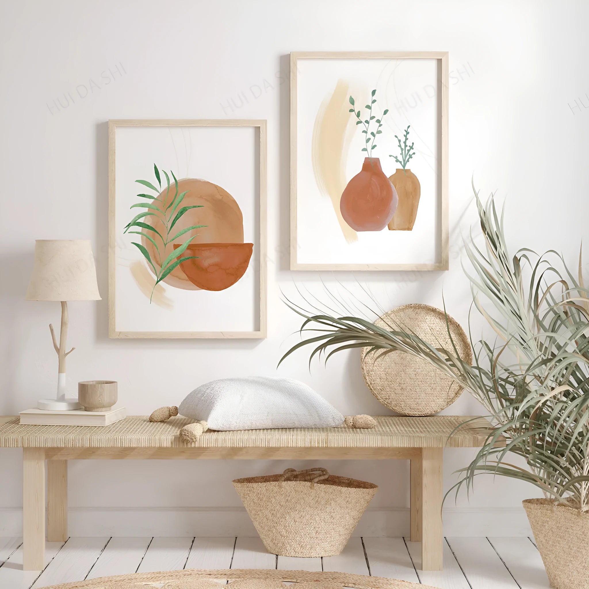 Unframed waterproof canvas painting with bohemian design, shown in multiple size options