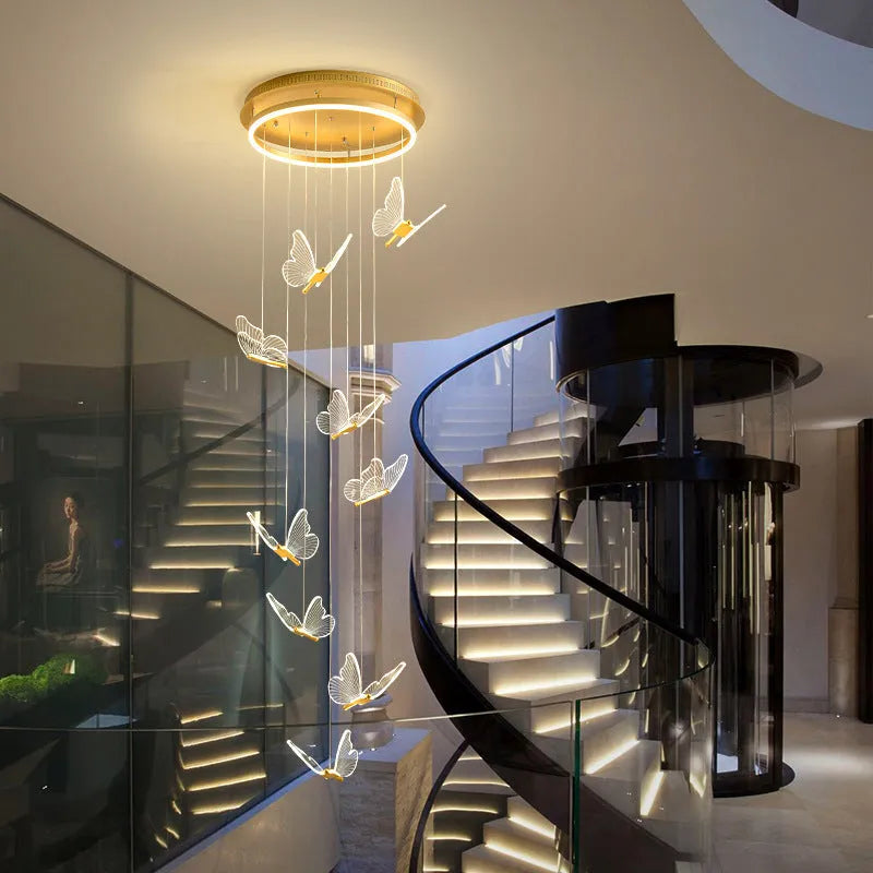 Modern gold glass chandelier with iron body, multi-head LED ceiling light for living room, loft or dining room.