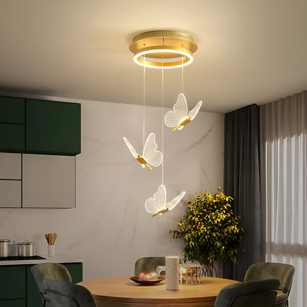 Modern gold glass chandelier with iron body, multi-head LED ceiling light for living room, loft or dining room.
